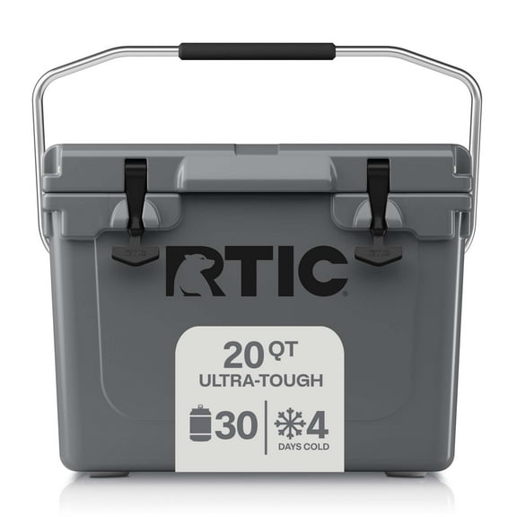 RTIC 20 QT Ultra-Tough Rotomolded Hard-Sided Ice Chest Cooler, Fits 30 Cans, Dark Grey