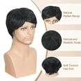 thumbnail image 4 of Phocas Black Synthetic Men's Short Wig for Daily Use, 4 of 7