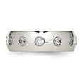 thumbnail image 4 of Chisel  Stainless Steel Polished Rose IP-plated Cubic Zirconia Half Round Ring 5, 4 of 5