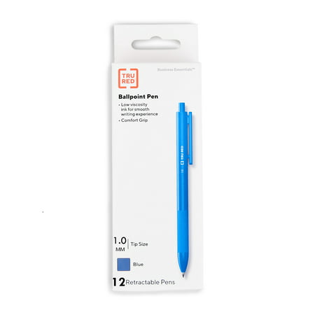 TRU RED Ballpoint Gripped Retractable Pen Medium Point 1.0mm Blue Dozen TR59162