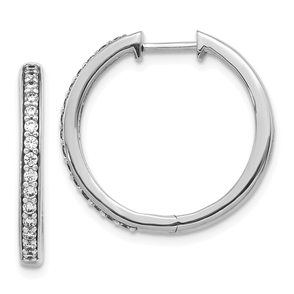 Diamond2Deal - 14k White Gold Lab Grown Diamond Hoop Earrings Hoop ...