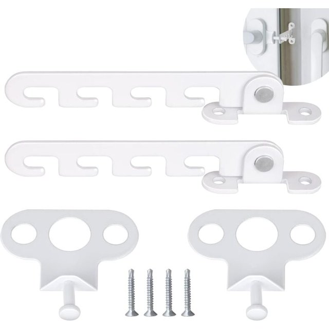 PCS Casement Window Restrictor, Window Latches with 4 Screws, Window Lock, Window Lock for Adjusting Window Opening (White)