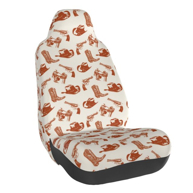 Wukai Cowboy Western Full Set Car Seat Covers with Soft Padding Universal Auto Front Seats Protector and Cushion Mat
