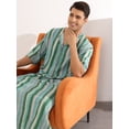 thumbnail image 2 of Unique Bargains Men's Striped Nightshirts Short Sleeves Button Down Stripes Nightgown XL Green Gray, 2 of 6