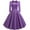 Purple, variant on ICHUANYI Women's Solid Color Long Sleeve V Neck Rosette Backless Retro High Waist Makings Dress Spring Summer Clothing