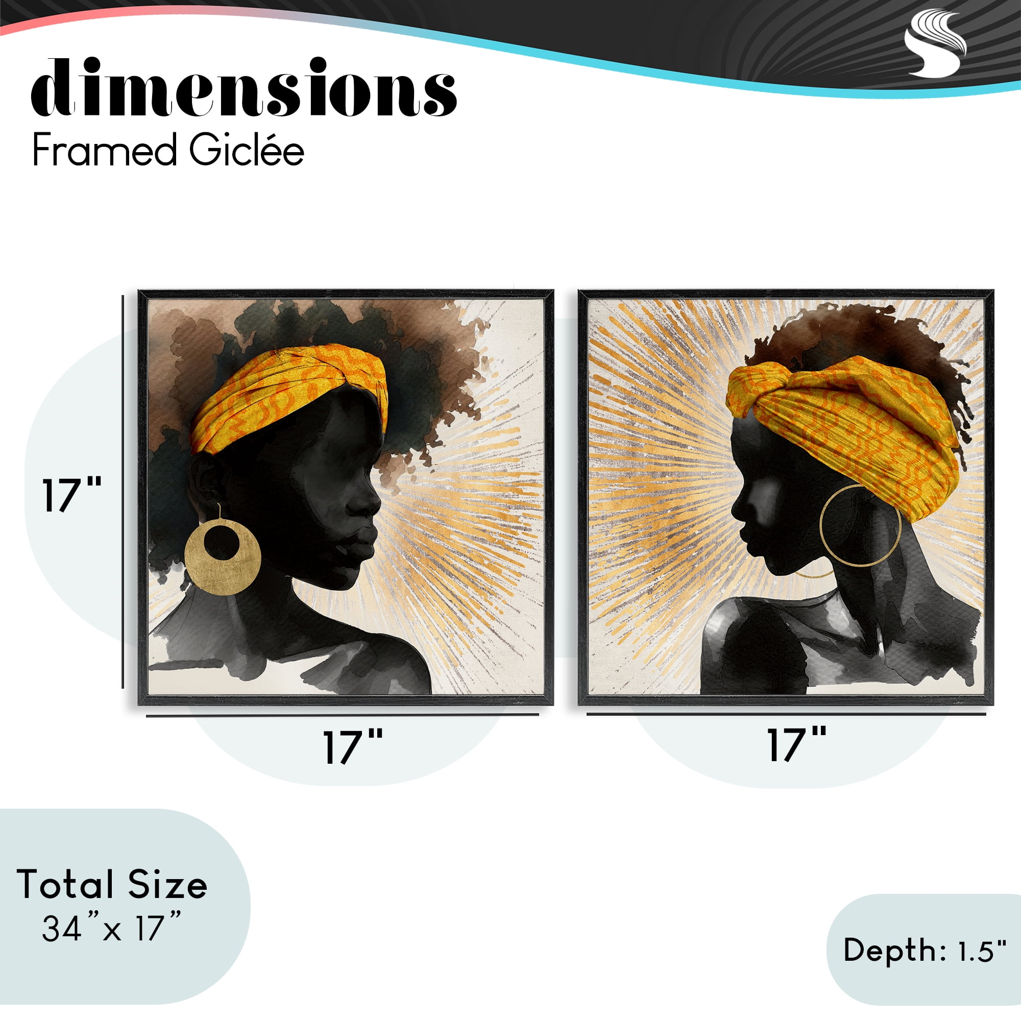 Stupell Industries Radiant Portraits Of Women 2 Piece Black Framed Giclee Art Set, design by CAD Designs