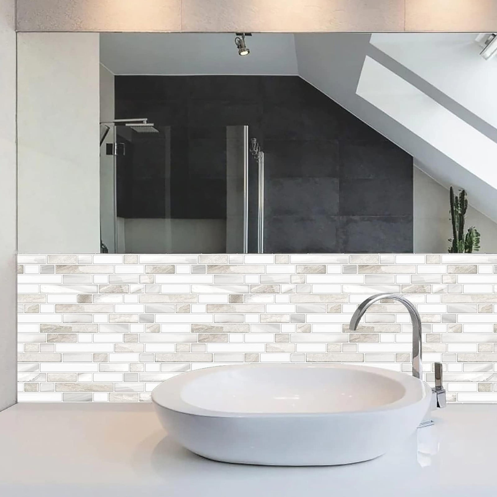 5 Pcs Peel and Stick Backsplash Waterproof Wall Tiles, Heavy-Duty Peel and Stick Backsplash, Marble Peel and Stick Backsplash for Kitchen, Bathroom 12"