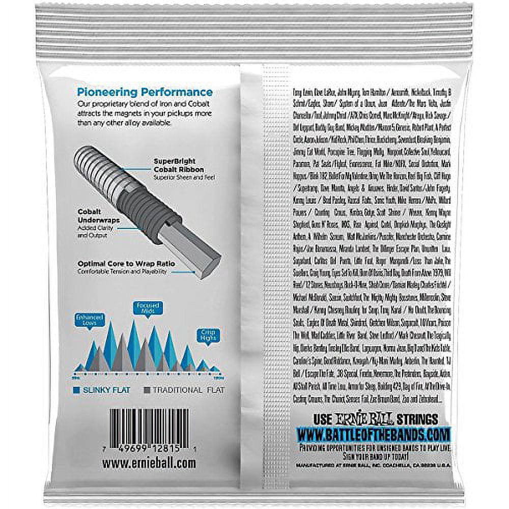 Ernie Ball Extra Slinky Flatwound Bass Guitar Strings, 40-95 Gauge (P02815)