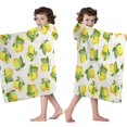 thumbnail image 4 of Yellow Lemon Fruit Flowers White Pattern Hooded Bath Towel，50"x30" for Ages 3 To 12 Kids, Quick Dry Lightweight Soft Microfiber Hood Beach Towel Cover Up for Kids, 4 of 7