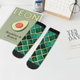 thumbnail image 7 of Fuzoiu Green Mosaic Glass Print Adult Socks, Crew Moisture-wicking Socks, Unisex Cushion Crew Socks,Casual Sports Ankle Socks, 7 of 7