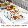 thumbnail image 3 of Extra Large 3-Tier Serving Tray Set, Melamine Dessert Display Stand, 17" Buffet Food Display Rack with Foldable Stand, Tiered Platters for Party, Buffet, Event, 3 of 6