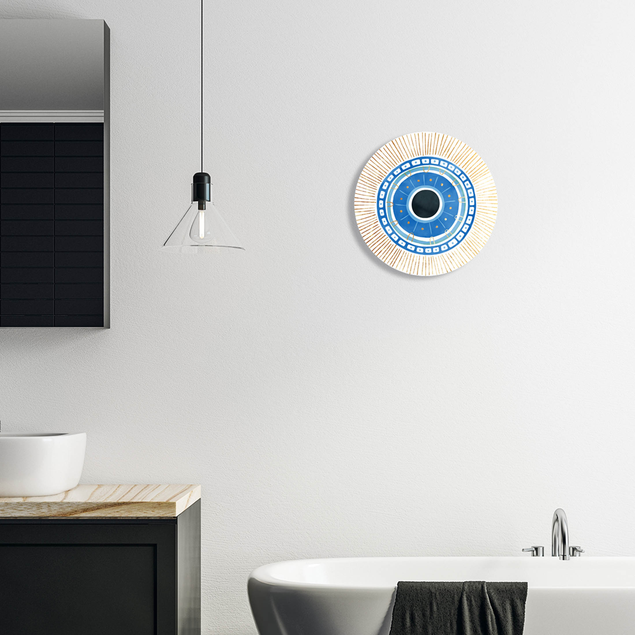 Patterned Evil Eye Symbol Geometric Religious Graphic Art Unframed Art Print Wall Art