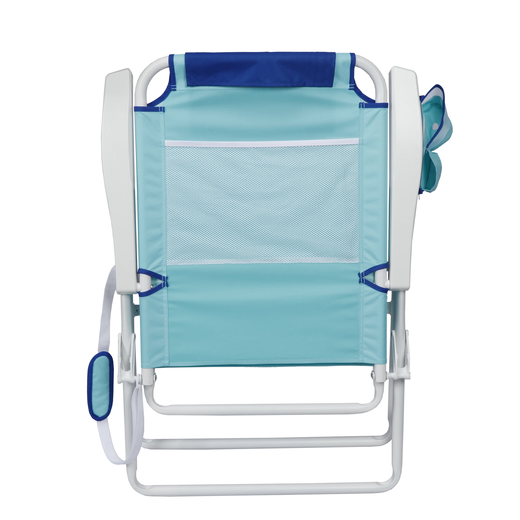 Mainstays Reclining 4-Position Oversize Beach Chair with Adjustable Pillow and Storage