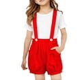 thumbnail image 2 of Girls Romper Girls Summer Casual Sleeveless Romper Adjustable Straps Jumpsuits Girls Jumpsuit Red 4-5 Years, 2 of 4