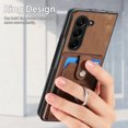 thumbnail image 5 of Mantto for Samsung Galaxy Z Fold 6 Back Wallet Case,with Elastic Card Holder,Shockproof PU Leather 360° Rotation Ring Kickstand Support Magnetic Car Mount Phone Case for Women Men,Brown, 5 of 7