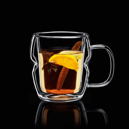 

Mixology by PCJPNRQX - 15.2 Oz Double Wall Borosilicate Glass Coffee Mugs Set of 2 15.2 Ounces