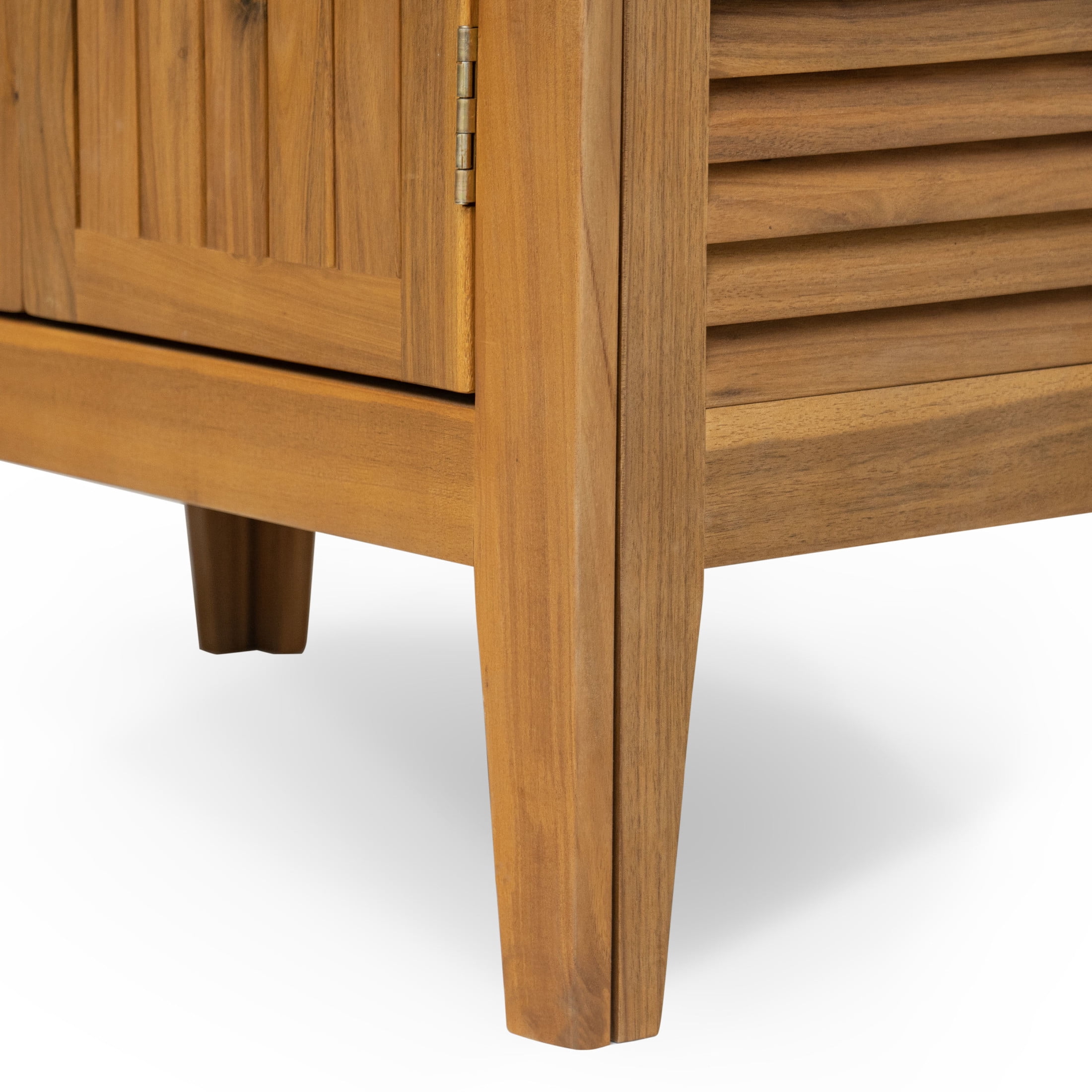 Christopher Knight Home Coastal Outdoor Solid Wood Storage Cabinet, Weather-Resistant, Slatted, Teak