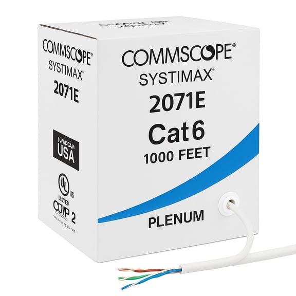 CommScope Systimax 2071E Cat6 Plenum Cable – 1000ft Solid Copper UTP White | 23AWG Made in USA