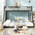 thumbnail image 2 of UHOMEPRO Twin Over Full Bunk Beds, Metal Bunk Bed with Ladder and Reinforced Guardrails, Bunk Bed Twin Over Full for Teens and Adults, Black, 2 of 11