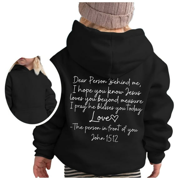 WOYY Hoodies for Girls Letter Print Hooded Sweatshirt Casual Long Sleeve Soft Pullover