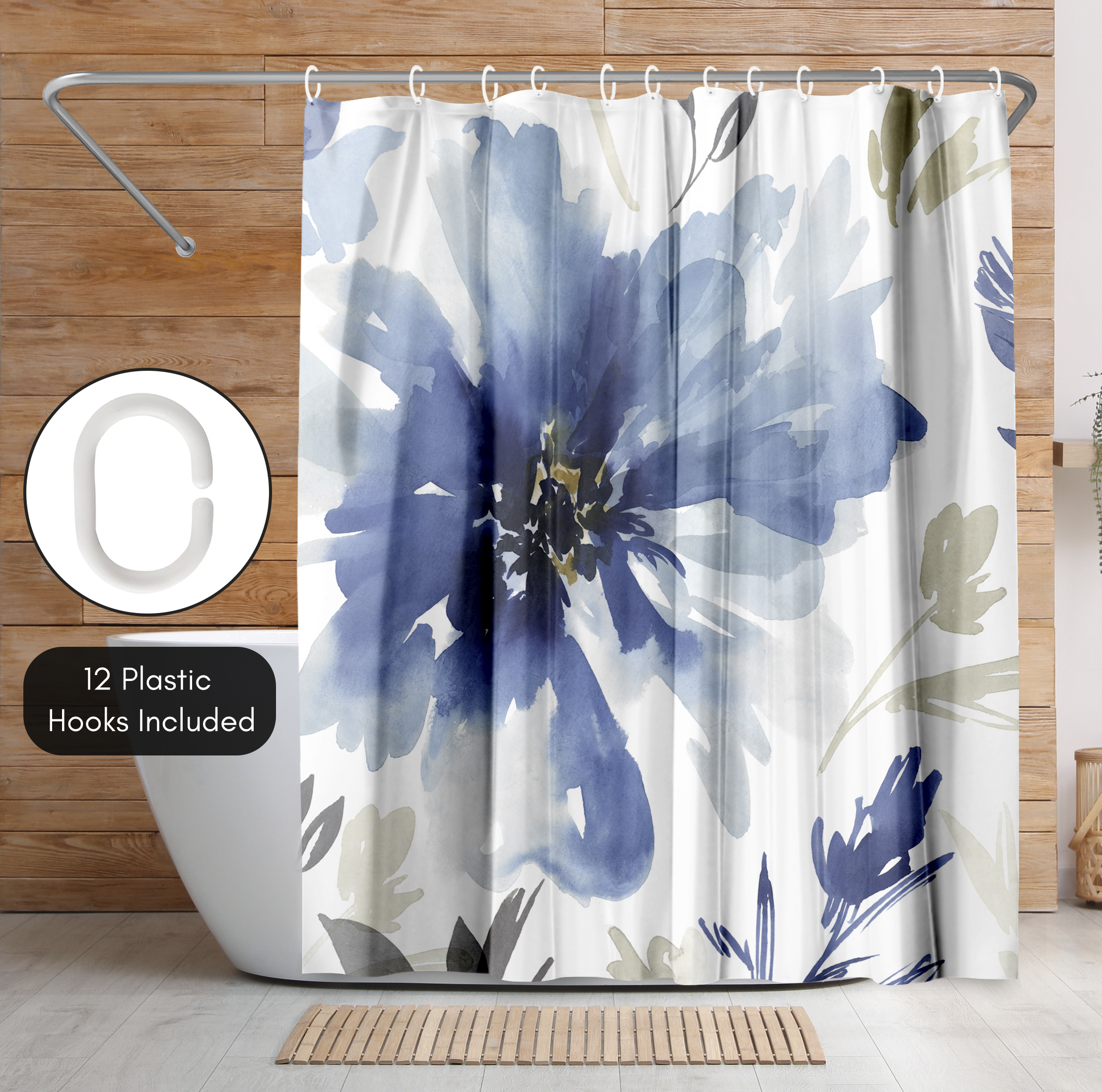 Americanflat 71" x 74" Shower Curtain, Indigo Version Finesse I Indigo Version by PI Creative Art