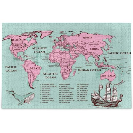 BESTKITTY Vintage Chic World Map Puzzle for Adults 500 Piece Puzzles Game DIY Toys Creative Gift Home Decorations