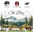 thumbnail image 5 of 10 x 6.5 ft Oh Boy Backdrop Forest Adventure Mountain Wilderness Woodland Wildlife Owl Fox Deer Squirrel Bear Baby Shower Photography Background Greenery Forest Party Banner Photoshoot Props, 5 of 5