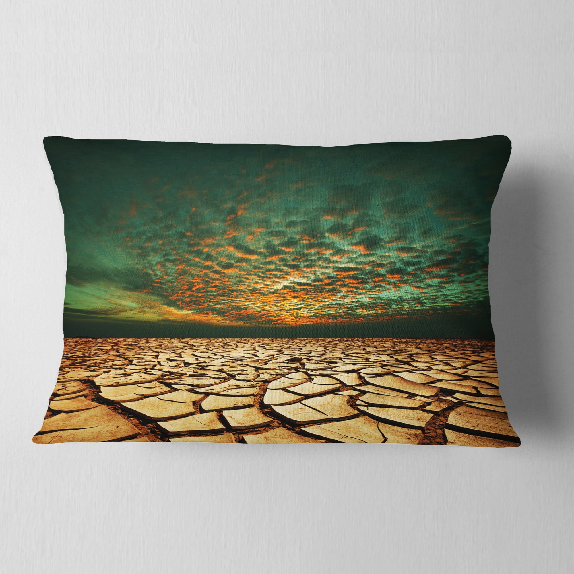 Designart Drought Land under Blue Sky - Landscape Printed Throw Pillow - 12x20