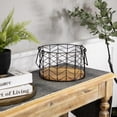 thumbnail image 3 of Northlight Round Iron Nesting Baskets with Natural Wood Base - 14" - Set of 3, 3 of 8