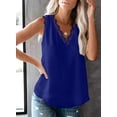 thumbnail image 2 of Tinta 2022 Women's V Neck Sleeveless Lace&nbsp;Trim Casual Tank Tops Blouses Shirts Blue L, 2 of 5