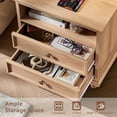 thumbnail image 6 of Nightstand with Charging Station, Farmhouse Nightstands with 2 Drawers Storage Side Table Bedside Cabinet for Bedroom Living Room, Natural Oak, 6 of 7