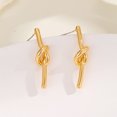 thumbnail image 1 of Pendientes de oro para mujeres y niñas, pendientes de aro con nudo, ligeros, gruesos, modernos, pequeños aros abiertos de oro, joyería de moda, regalos, 1 of 5