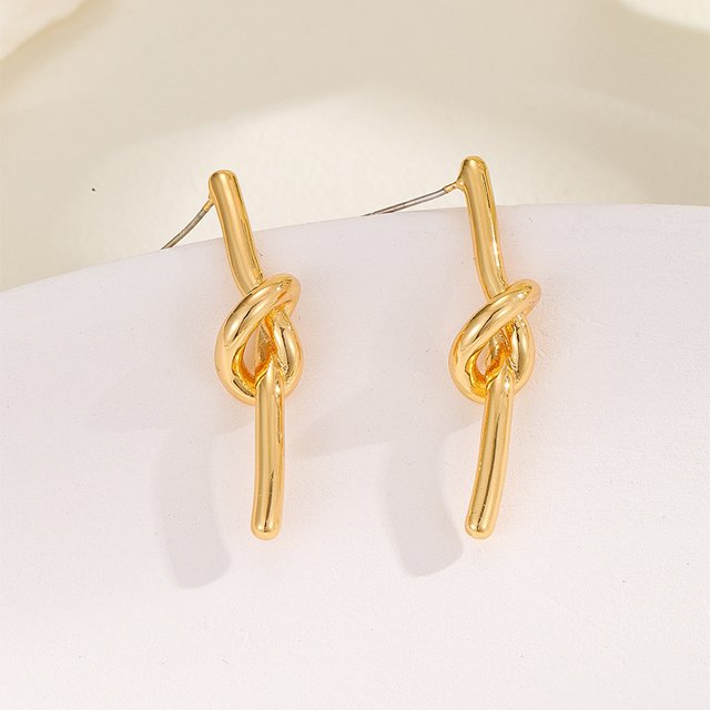 Pendientes de oro para mujeres y niñas, pendientes de aro con nudo, ligeros, gruesos, modernos, pequeños aros abiertos de oro, joyería de moda, regalos