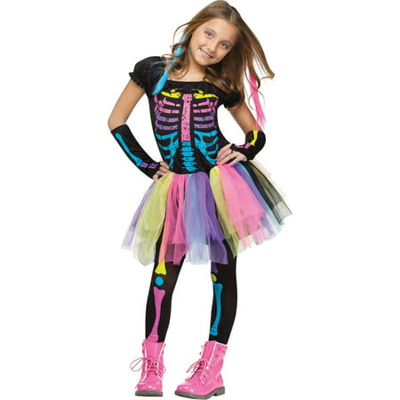 Morris Costumes Girls Funky Punky Colorful Bones Costume Medium, Style FW112592MD