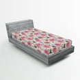 thumbnail image 2 of Ambesonne Peony Fitted Sheet, Garden Pastel Spring Floral, Twin Size, Pink and Slate Brown, 2 of 5