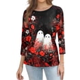 thumbnail image 4 of Womens Casual Halloween 3/4 Sleeve Crew Neck Tee Shirts Pumpkin Shirts Thanksgiving Fall Tops, 4 of 7