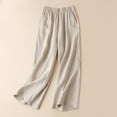 thumbnail image 2 of Eashery Women's Casual Linen Pants Plus Size Relaxed Fit All Day Elastic Waist Yoga Beach Trousers Pants Womens Casual Pants (Solid Color,Beige,L), 2 of 3