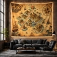 thumbnail image 5 of Vintage Sea Monster and Ship on Aged Parchment Map, Adventurous Fantasy for Ocean Lovers, Nautical Cartography Wall Art, Birthday Gift Tapestry Wall Hanging for Bedroom and Living Room, 5 of 6