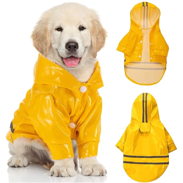 Impermeable para perros Impermeable para perros Impermeable con capucha para perros con tiras reflectantes Adecuado para mascotas pequeñas y medianas S