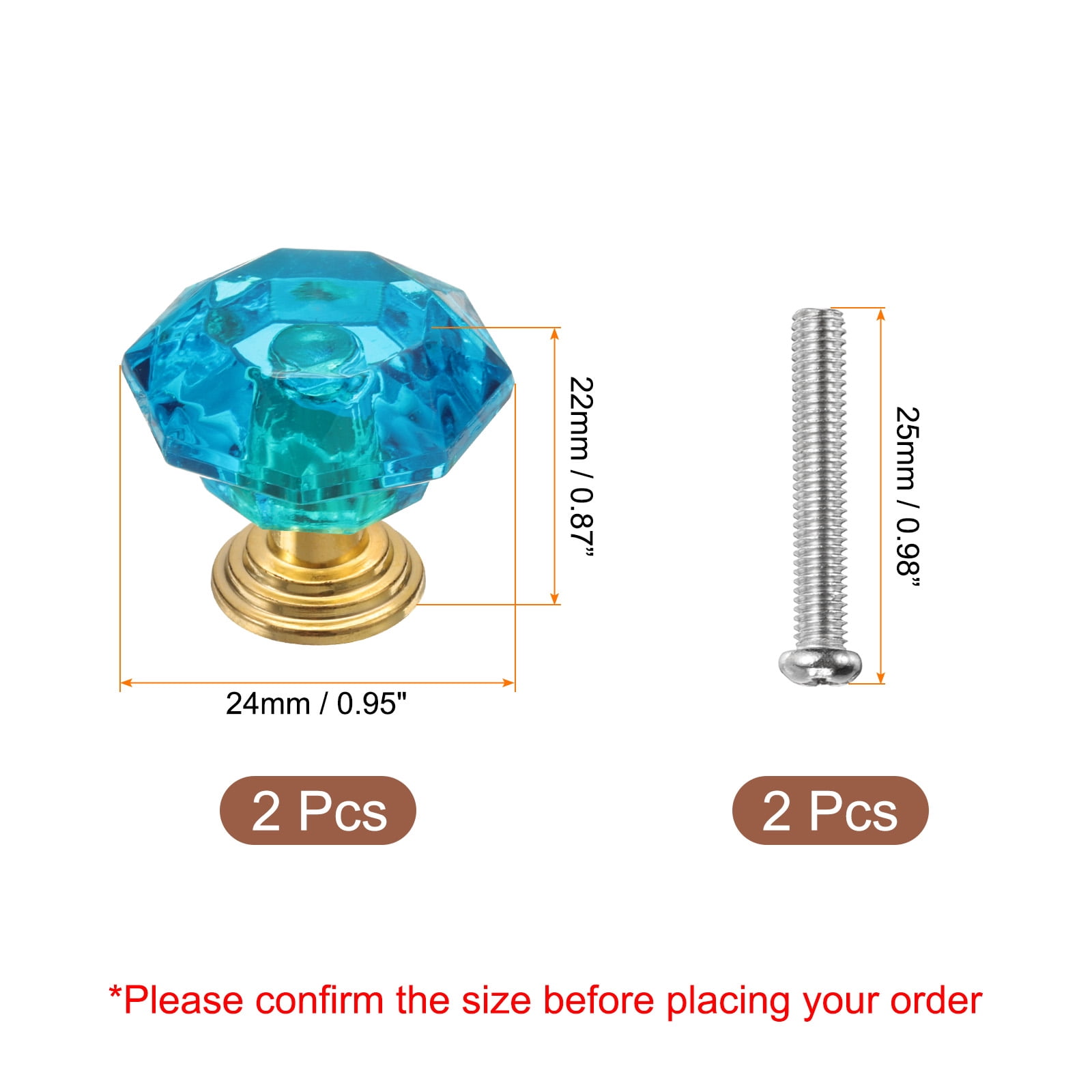 Unique Bargains Elegant Crystal Drawer Knobs for Cupboard and Cabinet Blue Green/Gold