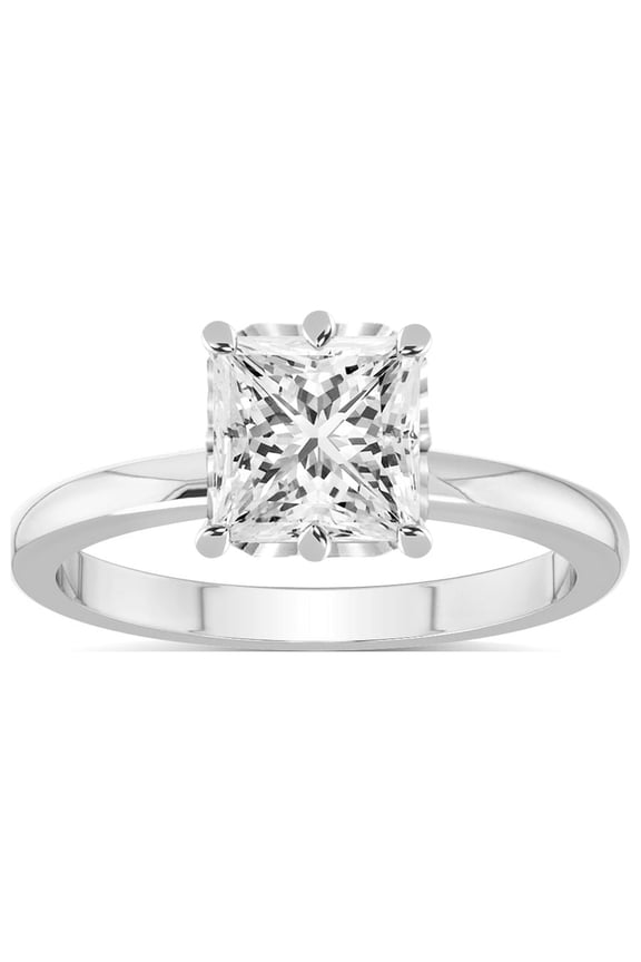 IGI Certified 3 Carat Princess Shape Lab Grown Diamond Engagement Ring | 14K White Gold | Malissa Solitaire Diamond Ring | FG-VS1-VS2 Quality Friendly Diamonds