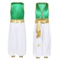 thumbnail image 3 of Disfraz de Cosplay árabe de Carnaval de Aladin de los reyes del Príncipe mítico para chico, chaleco frontal abierto con recorte trenzado y pantalones con cinturón, 3 of 5