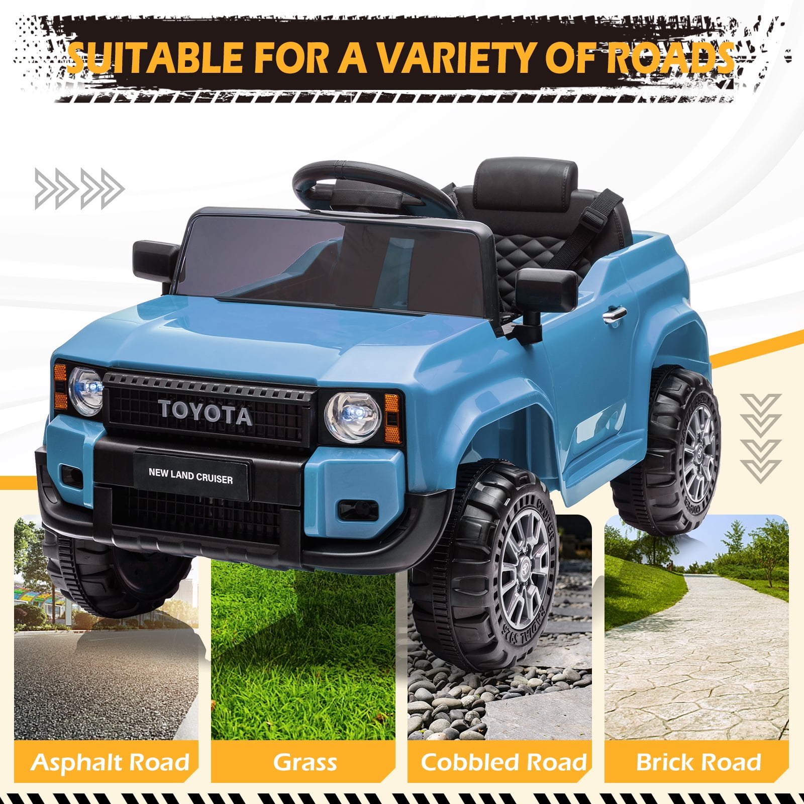 UBesGoo 12V Ride On Car Toys, Licensed Toyota Kids Powered Electric Car with Remote Control for Girls Boys, Blue