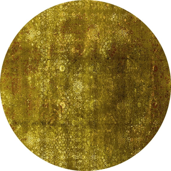 Ahgly Company Indoor Round Persian Yellow Bohemian Area Rugs, 4' Round
