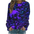 thumbnail image 1 of Chandail à Capuche Oversize pour Femmes Chandail Décontracté Imprimé Halloween Manches Longues Col Rond Multicolore, 1 of 5