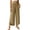 Brown, variant on Women's Casual High Waist Pants with Pockets Arc Hem Slit Elastic Waist Casual Trousers
