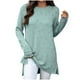 thumbnail image 2 of Heisall Women's Autumn Winter Tops Long Sleeve Solid Color Jacquard Pattern Round Neck Loose Split Hem Casual Fashion Blouses, 2 of 7