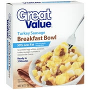 Great Value Turkey Sausage 50% Less Fat Breakfast Bowl, 7 oz