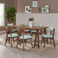 thumbnail image 2 of GDF Studio Crystal Mid Century Modern Fabric Upholstered 7 Piece Dining Set, Mint and Walnut, 2 of 13