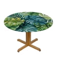 thumbnail image 3 of PIKWEEK Palm Leaves Tablecloth, Tropical Jungle Palm Leaves Design, Round Table Cover White, 3 of 8